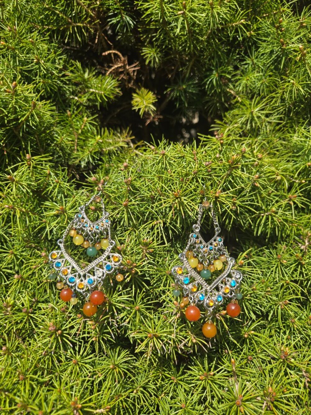 colorful chandelier earrings